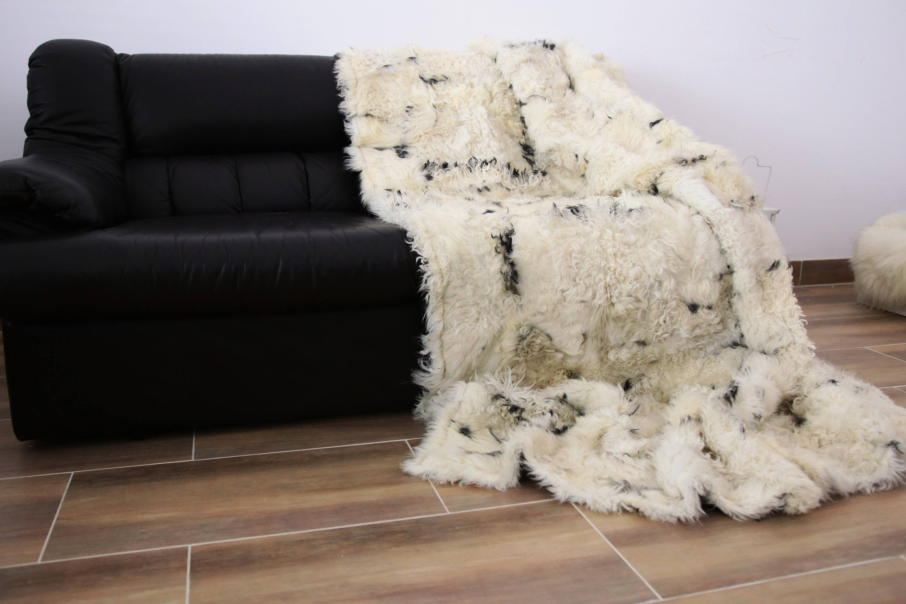Sheepskin Throw Gotland Bed Throw Ivory Throw Sofa Throw Scandinavian Bed Throw