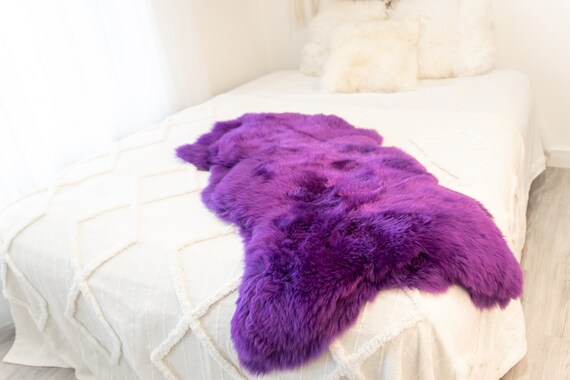 Genuine Natural Purple Sheepskin Rug Sheepskin Throw Scandinavian Style | Scandinavian Rug | Sheep Skin - WHOLESALE PACK 10 PIECES