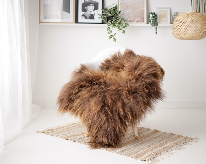 Real Icelandic Sheepskin Rug Scandinavian Decor Sofa Sheepskin throw Chair Cover Natural Sheep Skin Rugs Brown #IS25