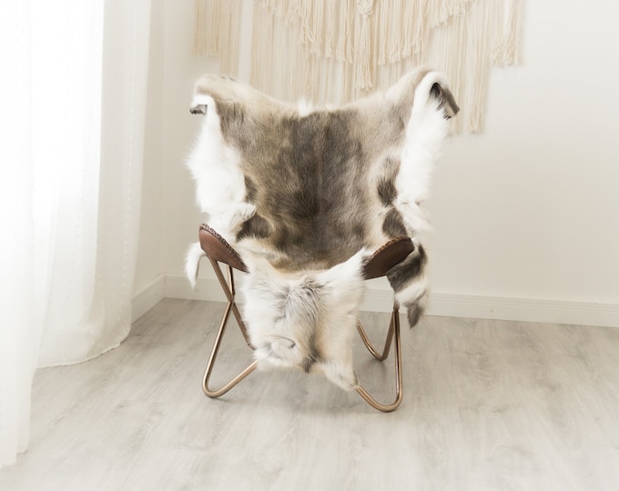 Reindeer Hide | Reindeer Rug | Reindeer Skin | Throw XXL EXTRA LARGE - Scandinavian Style Christmas Decor Brown White Hide #Reb13