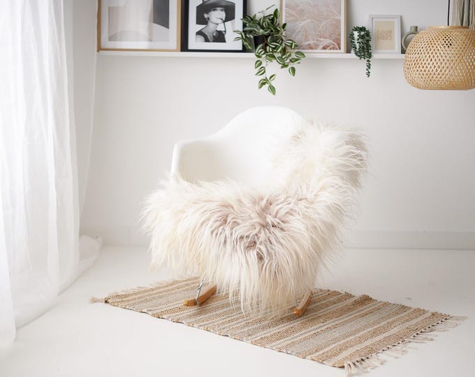 Real Icelandic Sheepskin Rug Scandinavian Decor Sofa Sheepskin throw Chair Cover Natural Sheep Skin Rugs Ivory #IS18