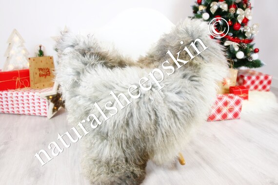 Genuine Rare Gotland Sheepskin Rug - Curly Fur Rug - Natural Sheepskin - Gray Sheepskin #CHRISTGOT5