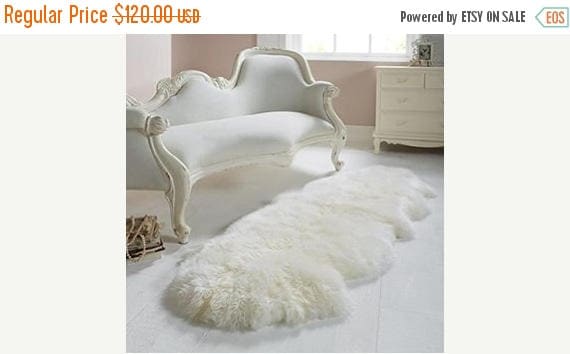 ON SALE Exclusive Genuine Natural Sheepskin / Lambskin Rug, Pelt, soft long fur XXl LARGE super soft fur - Double - creamy white