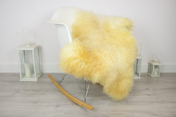 Genuine Rare Tuscan Lamb Sheepskin Rug - Curly Fur Rug - Natural Sheepskin - Beige Ivory Sheepskin | Small Sheepskin #3MARGOT1