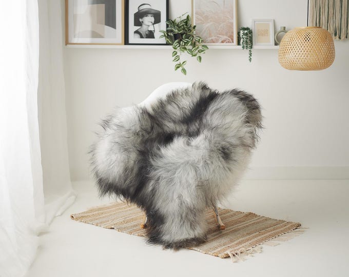 Real Icelandic Sheepskin Rug Scandinavian Home Decor Sofa Sheepskin throw Chair Cover Natural Sheep Skin Rugs Gray Black #IS205