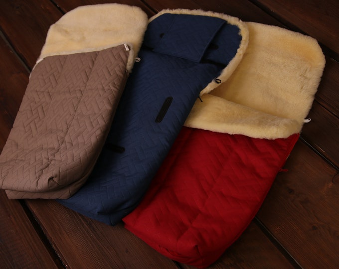 Real Natural Sheepskin Fur Universal Waterproof Footmuff Very Warm Premium Quality Winter Footmuff Stroller Pad Baby Sleeping sack