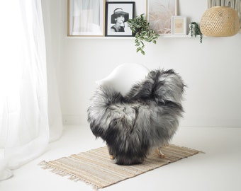 Real Icelandic Sheepskin Rug Scandinavian Decor Sofa Sheepskin throw Chair Cover Natural Sheep Skin Rugs Black Gray #Iceland1588