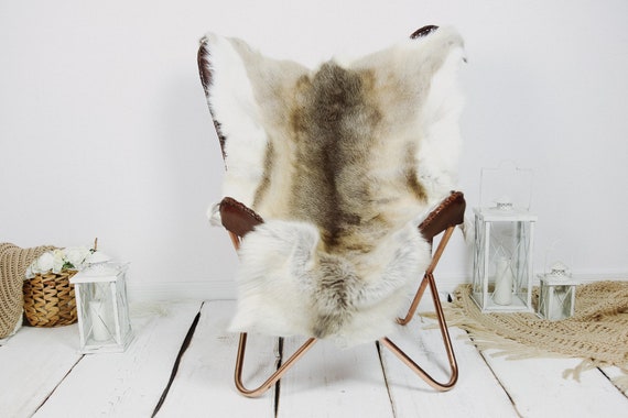Reindeer Hide | Reindeer Rug | Reindeer Skin | Throw XXL EXTRA LARGE - Scandinavian Style Christmas Decor Brown White Hide #Kre11