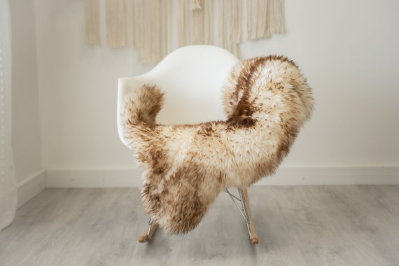 Real Sheepskin Rug Shaggy Rug Chair Cover Scandinavian Home Sheepskin Throw Sheep Skin Brown Sheepskin Home Decor Rugs #herdwik323