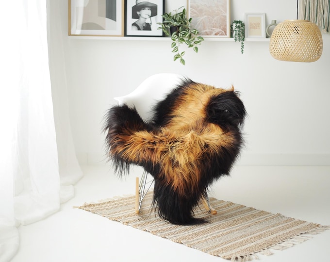 Real Icelandic Sheepskin Rug Scandinavian Decor Sofa Sheepskin throw Chair Cover Natural Sheep Skin Rugs Brown Black #IS70