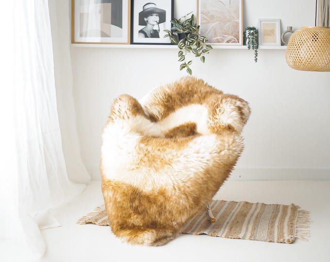 Real Sheepskin Rug Shaggy Rug Chair Cover Scandinavian Home Sheepskin Throw Sheep Skin Brown White Sheepskin Home Decor Rugs #Mher171