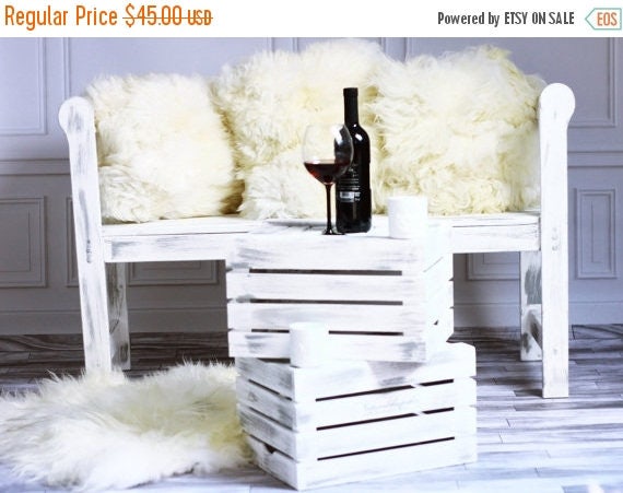 ON SALE Beautiful Natural Creamy White Real Sheepskin Decorative Cushion Both Side Fur Scandinavian Style