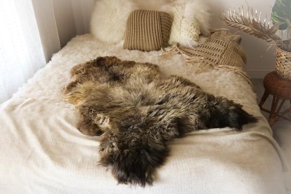 Real Sheepskin Rug Shaggy Rug Chair Cover Sheepskin Throw Sheep Skin Brown Gray Sheepskin Home Decor Rugs #OCTHER68