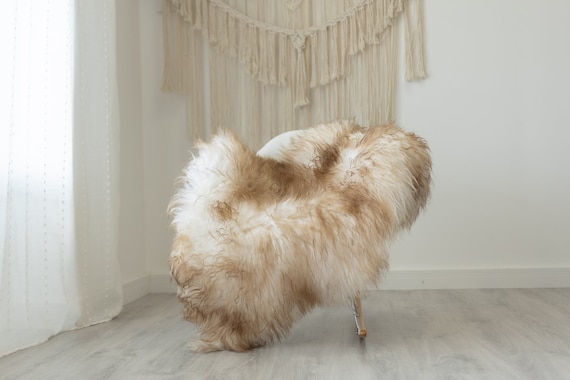 Real Icelandic Sheepskin Rug Scandinavian Decor Sofa Sheepskin throw Chair Cover Natural Sheep Skin Rugs White Brown #Iceland381