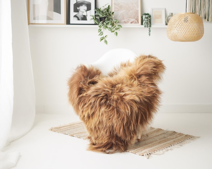 Real Icelandic Sheepskin Rug Scandinavian Home Decor Sofa Sheepskin throw Chair Cover Natural Sheep Skin Rugs Brown #IS196