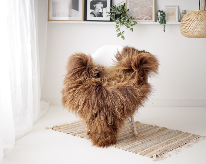 Real Icelandic Sheepskin Rug Scandinavian Decor Sofa Sheepskin throw Chair Cover Natural Sheep Skin Rugs Brown #IS38