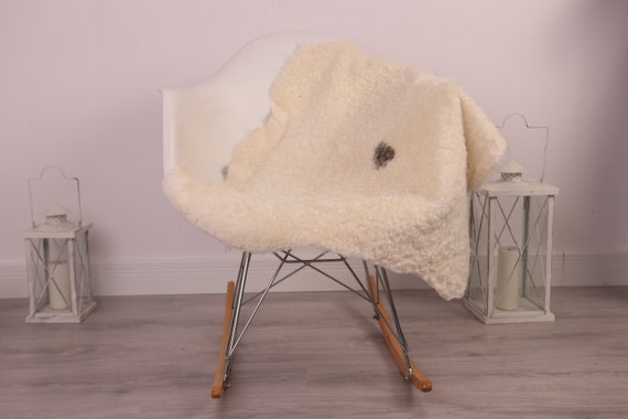 Real Sheepskin Rug Genuine Rare Gotland Sheepskin Rus - Curly Fur Rug Scandinavian Sheepvskin - White Sheepskin #4Margot13
