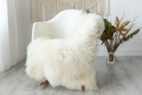 Real Sheepskin Rug Genuine Rare Mongolian Sheepskin Rus - Curly Fur Rug Scandinavian Sheep skin - Ivory Brown Curly Sheepskin #6Margot6