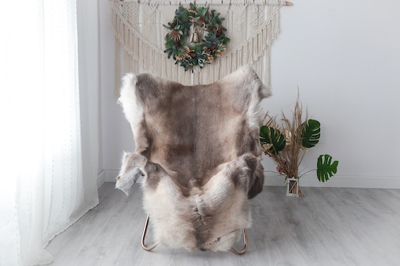 Reindeer Hide | Reindeer Rug | Reindeer Skin | Throw XXL EXTRA LARGE - Scandinavian Style Christmas Decor Brown White Hide #Pre2