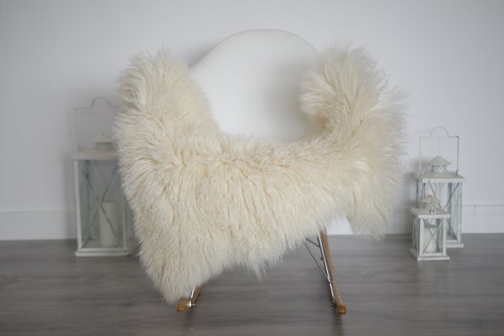 Genuine Rare Tuscan Lamb Sheepskin Rug - Curly Fur Rug - Natural Sheepskin - Ivory Sheepskin | Small Sheepskin #5margot18