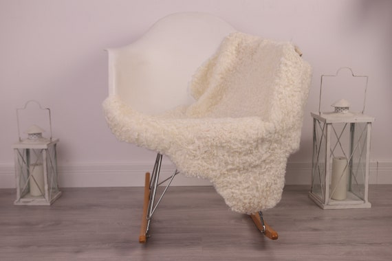 Real Sheepskin Rug Genuine Rare Gotland Sheepskin Rus - Curly Fur Rug Scandinavian Sheepvskin - White Sheepskin #4Margot24