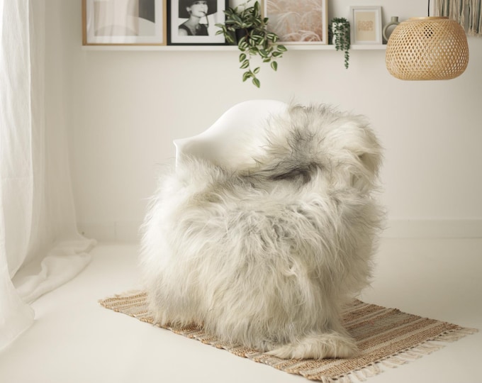 Real Icelandic Sheepskin Rug Scandinavian Decor Sofa Sheepskin throw Chair Cover Natural Sheep Skin Rugs Gray Ivory #IS276