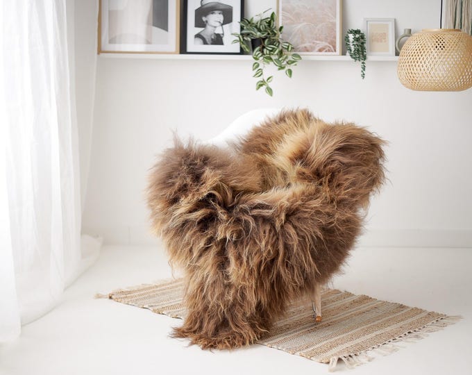Real Icelandic Sheepskin Rug Scandinavian Decor Sofa Sheepskin throw Chair Cover Natural Sheep Skin Rugs Brown #IS49