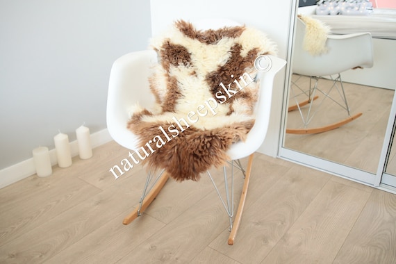 Genuine Rare Tuscan Lamb Sheepskin Rug - Curly Fur Rug - Natural Sheepskin - Beige Brown Sheepskin | Small Sheepskin #MARGOT7