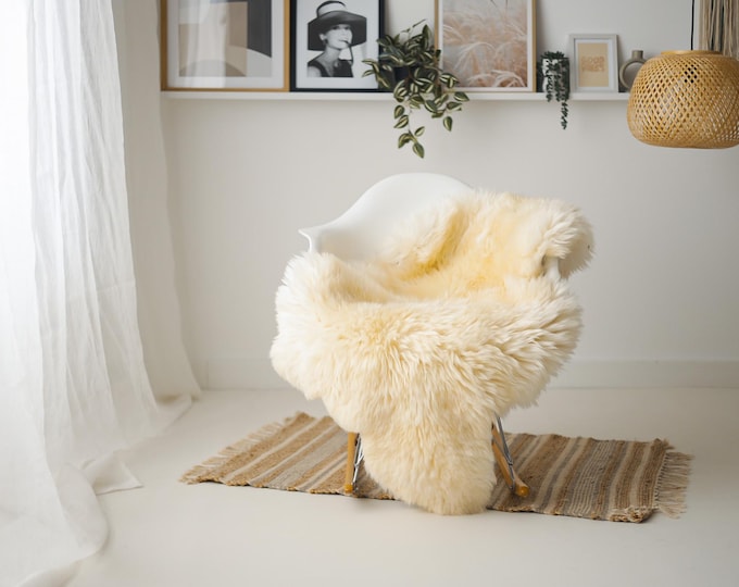 Real Sheepskin Rug Shaggy Rug Chair Cover Scandinavian Home Sheepskin Throw Sheep Skin Ivory Sheepskin Home Decor Rugs #Mher198