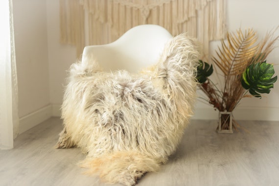 Real Icelandic Sheepskin Rug Scandinavian Decor Sofa Sheepskin throw Chair Cover Natural Sheep Skin Rugs Ivory Ash Gray #Iceland10