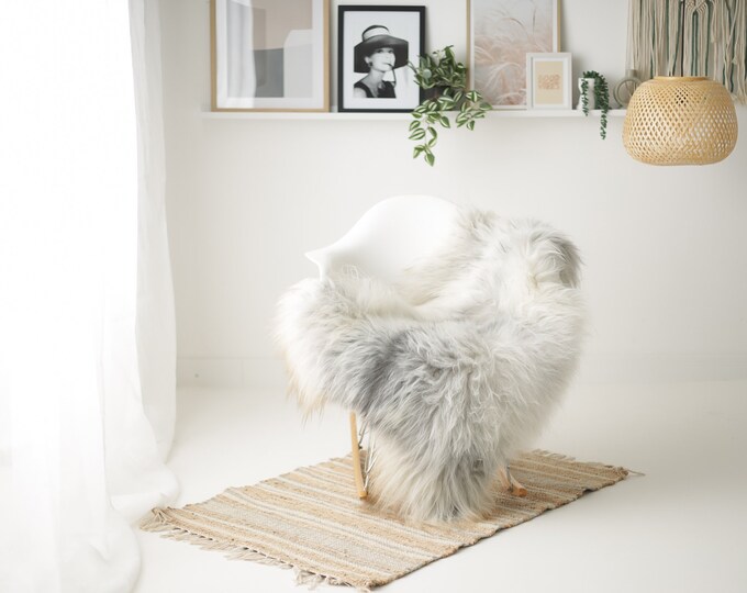 Real Icelandic Sheepskin Rug Scandinavian Decor Sofa Sheepskin throw Chair Cover Natural Sheep Skin Rugs Ivory Gray #Iceland1549