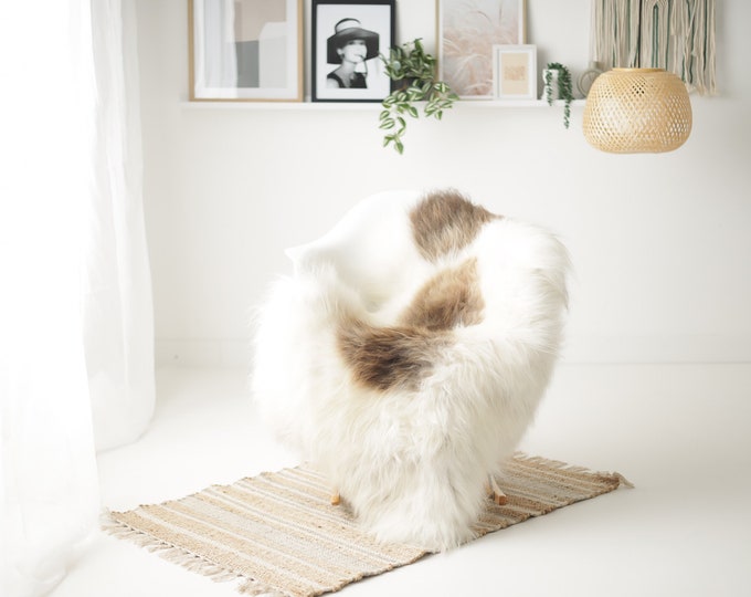 Real Icelandic Sheepskin Rug Scandinavian Decor Sofa Sheepskin throw Chair Cover Natural Sheep Skin Rugs Ivory Brown #Iceland1509