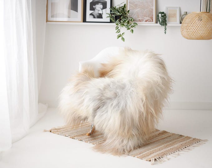 Real Icelandic Sheepskin Rug Scandinavian Decor Sofa Sheepskin throw Chair Cover Natural Sheep Skin Rugs Ivory Gray #IS43