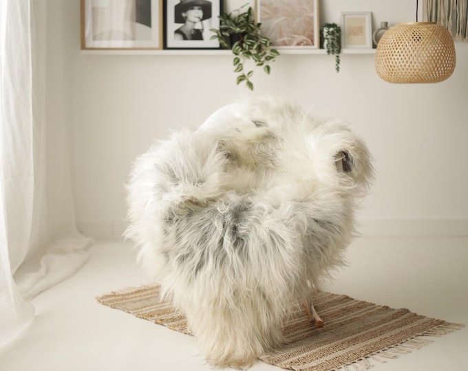 Real Icelandic Sheepskin Rug Scandinavian Decor Sofa Sheepskin throw Chair Cover Natural Sheep Skin Rugs Gray Ivory #IS274