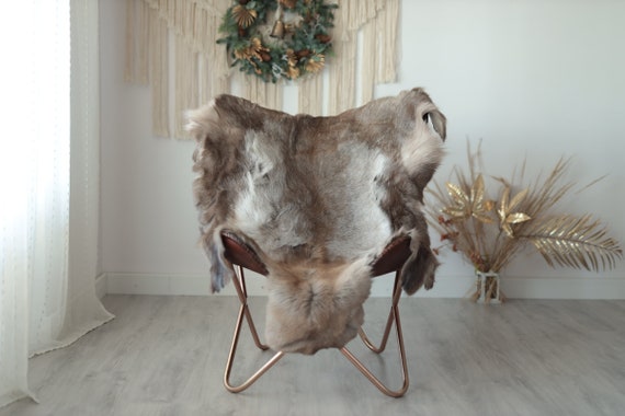Reindeer Hide | Reindeer Rug | Reindeer Skin | Throw XXL EXTRA LARGE - Scandinavian Style Christmas Decor Brown White Hide #Wre15