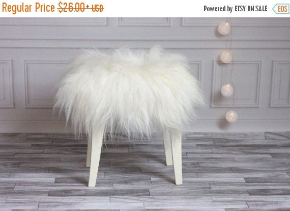 ON SALE Stool Cover | Sheepskin Stool Cover | Chairl Cover | Furry Stool | Scandinavian Decor | Seat Pad | Chair Pad