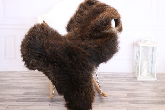 Sheepskin Rug | Real Sheepskin Rug | Shaggy Rug | Chair Cover | Sheepskin Throw | Brown White | CHRISTMAS DECOR | #LISHER15