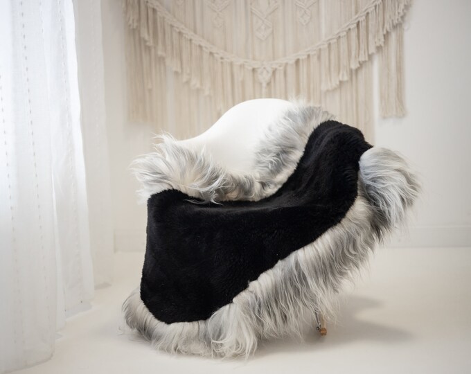 Oval Real Sheepskin Rug Shaggy Rug Chair Cover Scandinavian Home Sheepskin Throw Sheep Skin Black Gray Sheepskin Home Decor Rugs #herdwik470