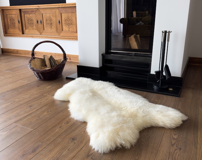 ON SALE WOW! Genuine Natural Lambskin / Sheepskin Rug, Pelt, soft long fur  - creamy white