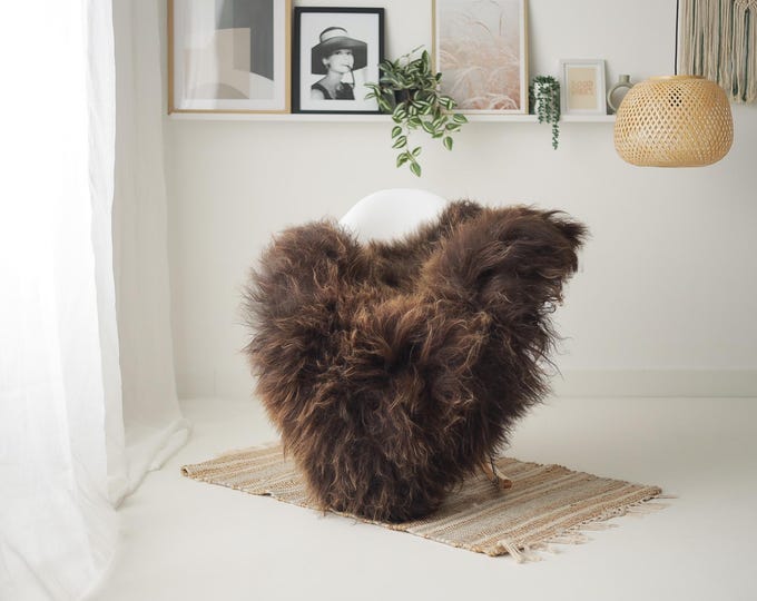 Real Icelandic Sheepskin Rug Scandinavian Home Decor Sofa Sheepskin throw Chair Cover Natural Sheep Skin Rugs Brown #IS217