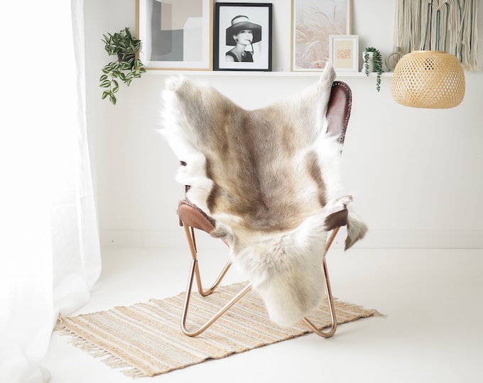 Reindeer Hide | Reindeer Rug | Reindeer Skin | Throw XXL EXTRA LARGE - Scandinavian Style Christmas Decor Brown White Hide #Re312