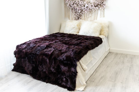 Luxurious Patchwork Toscana Sheepskin Real Fur Throw | Real Fur Blanket | Sheepskin throw | Sheepskin Blanket Boho Throw |FuFu75 Vine