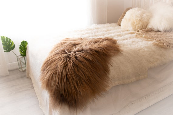 Real Icelandic Sheepskin Rug Scandinavian Decor Sofa Sheepskin throw Chair Cover Natural Sheep Skin Rugs Blonde Blanket Fur Rug #KWAISL5