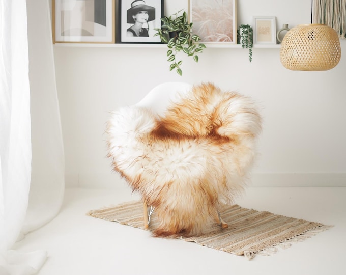 Real Icelandic Sheepskin Rug Scandinavian Home Decor Sofa Sheepskin throw Chair Cover Natural Sheep Skin Rugs Ivory Brown #IS184