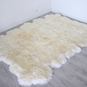 Genuine Natural creamy white Sheepskin Rug, Pelt, Giant Sheepskin throw Octo Deca image 8