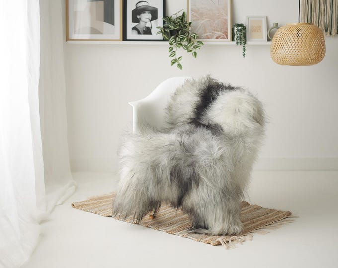 Real Icelandic Sheepskin Rug Scandinavian Home Decor Sofa Sheepskin throw Chair Cover Natural Sheep Skin Rugs Gray Black #IS215