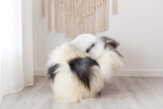 Real Icelandic Sheepskin Rug Scandinavian Home Decor Sofa Sheepskin throw Chair Cover Natural Sheep Skin Rugs Gray White #Iceland465