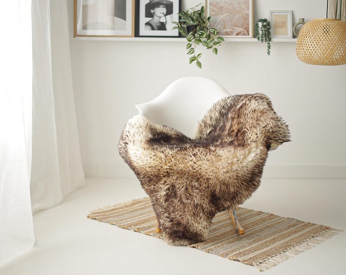 Real Sheepskin Rug Shaggy Rug Chair Cover Scandinavian Home Sheepskin Throw Sheep Skin Ivory Brown Sheepskin Home Decor Rugs #Mher153