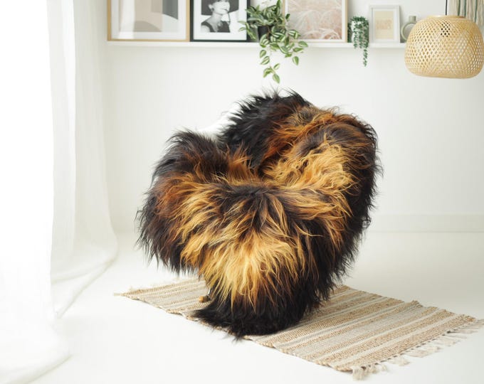 Real Icelandic Sheepskin Rug Scandinavian Decor Sofa Sheepskin throw Chair Cover Natural Sheep Skin Rugs Brown Black #IS58
