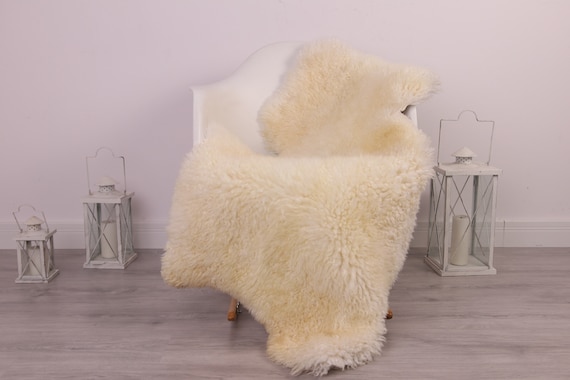 Real Sheepskin Rug Genuine Rare Gotland Sheepskin Rus - Curly Fur Rug Scandinavian Sheepvskin - Ivory White Sheepskin #4Margo5